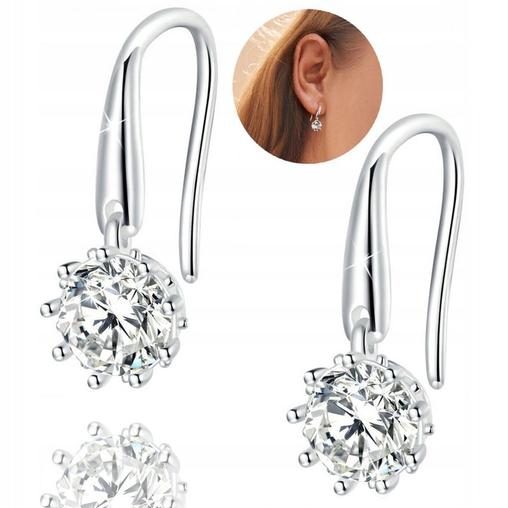 KOLCZYKI Srebrne PRÓBA 925 Z Cyrkoniami SREBRO Sztyfty WKRĘTKI Damskie