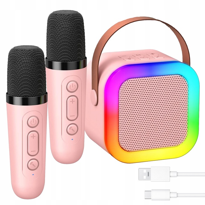 URZĄDZENIE ZESTAW DO KARAOKE, 2 MIKROFONY, GŁOŚNIK BLUETOOTH Z 3 TRYBY LED