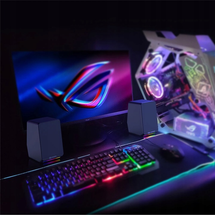 MOZOS Mini S4 głośniki komputerowe do laptopa telewizora stereo LED RGB USB