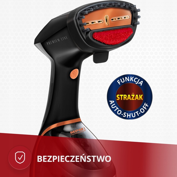 Parownica do ubrań żelazko parowe duża moc 2000W czarna MPM MZP-03
