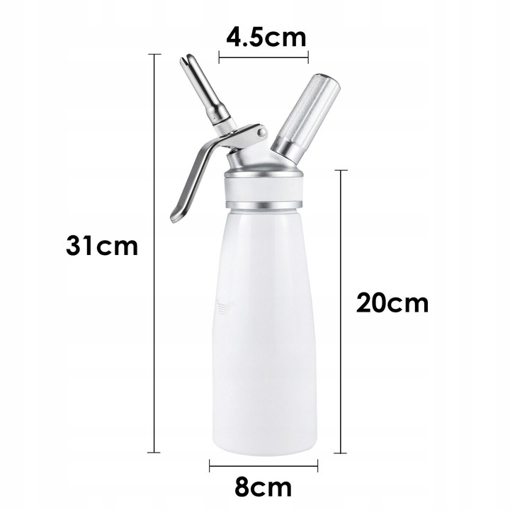 SYFON DO BITEJ ŚMIETANY 500 ML DOZOWNIK DO ŚMIETANY PISTOLET DO ŚMIETANY