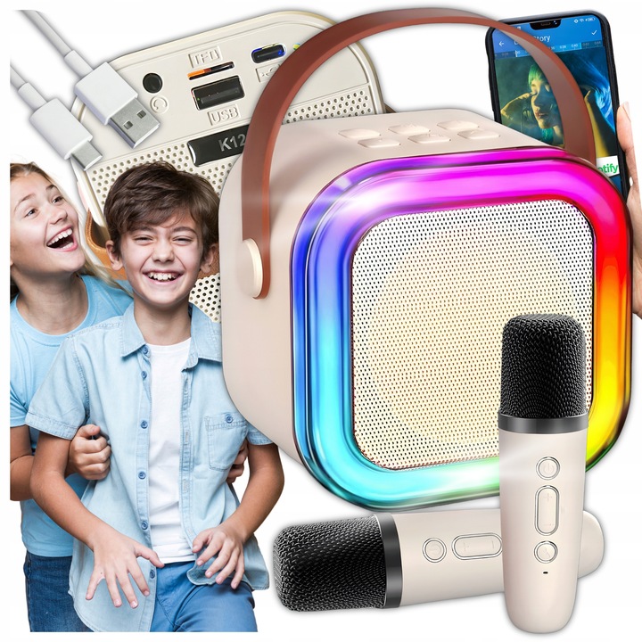 MIKROFON DLA DZIECI KARAOKE ZESTAW głośnik bluetooth bezprzewodowy 2 MIKROF