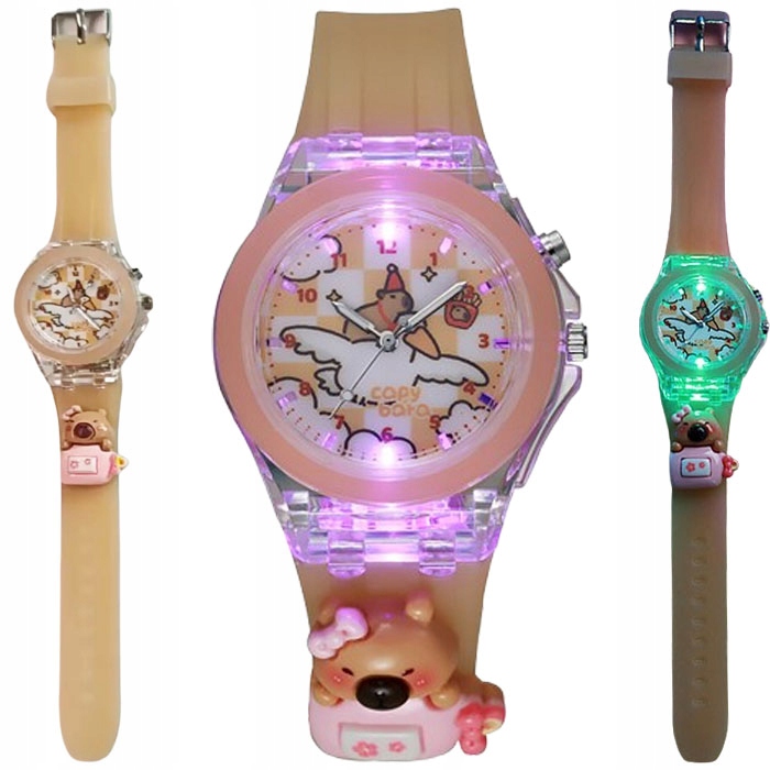 zegarek dziecięcy KAPIBARA dla dziewczynki dzieci ŚWIECĄCY i fosfowyzujący
