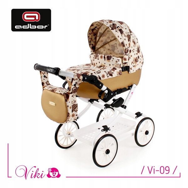 Wózek dla Lalek Składany Głęboki Adbor Viki Gondola Torba Koszyk kol. Vi-09
