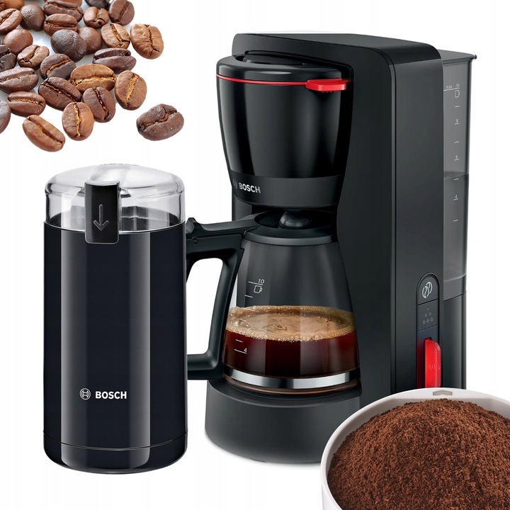 Zestaw Bosch MyMoment Ekspres przelewowy TKA3M133 + Młynek TSM6A013B Czarny