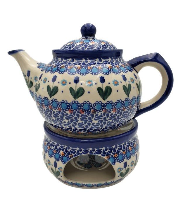 CZAJNIK Z PODGRZEWACZEM CERAMIKA BOLESŁAWIEC