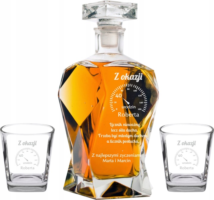 Zestaw do Whisky Karafka dwie szklanki z GRAWEREM