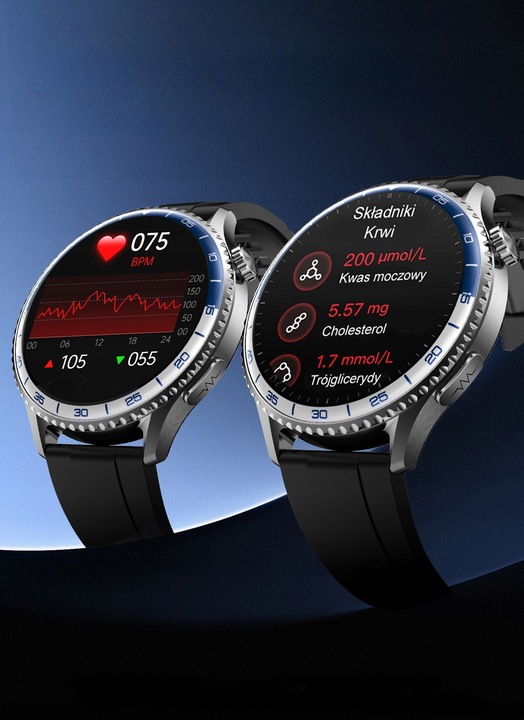 ZEGAREK SMARTWATCH EKG LATARKA AMOLED POMIAR GLUKOZY CIŚNIENIOMIERZ HRV