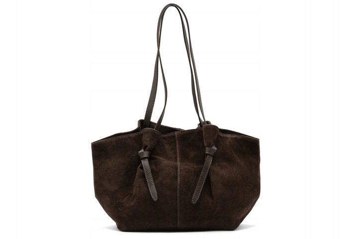 Vera Pelle torebka shopper skóra naturalna zamszowa brązowy