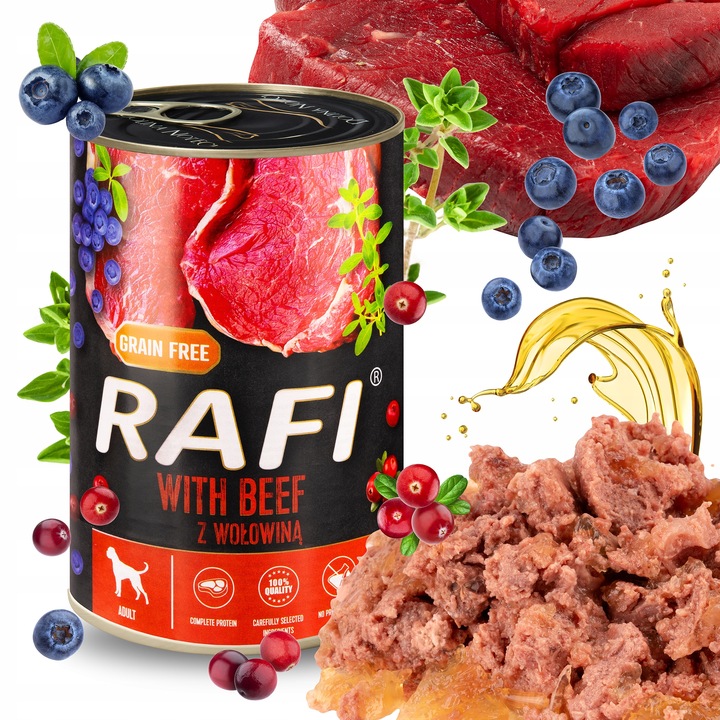 MOKRA KARMA DOLINA NOTECI RAFI ADULT BEZ ZBÓŻ PUSZKA MIX SMAKÓW 24 x 400G