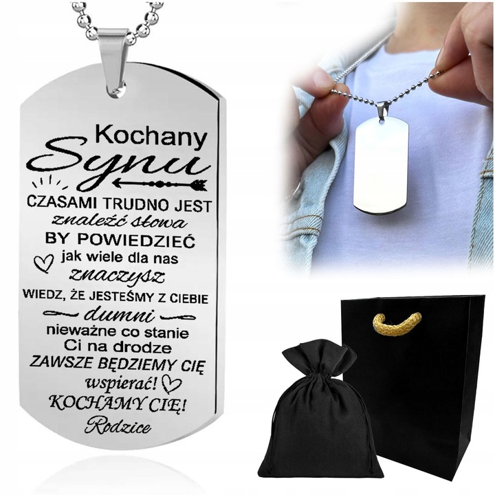 Nieśmiertelnik DLA SYNA z GRAWEREM męski prezent od Mamy Taty GRAWER GRATIS