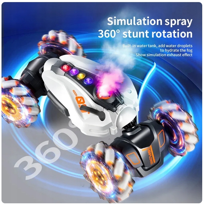 SAMOCHÓD ZDALNIE STEROWANY RĘKĄ PILOT RC DRIFT 4X4 360° LED DŹWIĘK SPRAY