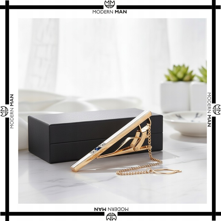 Spinka do krawata + PUDEŁKO złota klasyczna modna prezent dla Niego