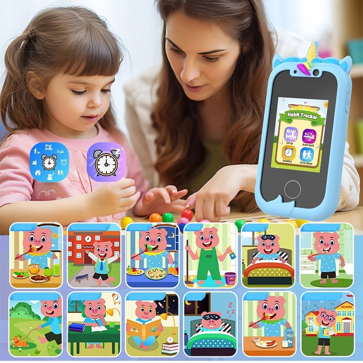 TELEFON DLA DZIECI ZABAWOWY SMARTFON Z APARATEM KAMERĄ I GRAMI MENU 2.4"