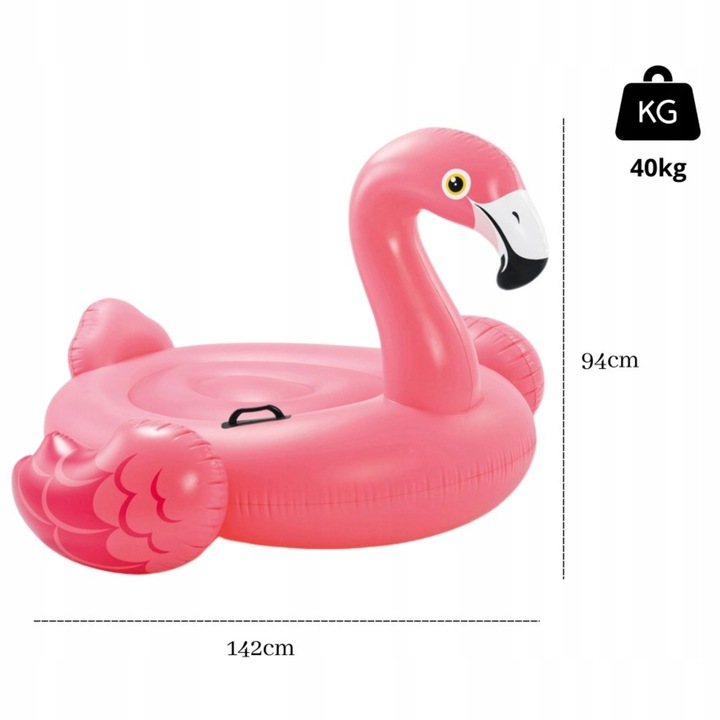 DMUCHANY MATERAC FLAMING Z UCHWYTAMI INTEX 57558 DUŻY XXL do wody pływania