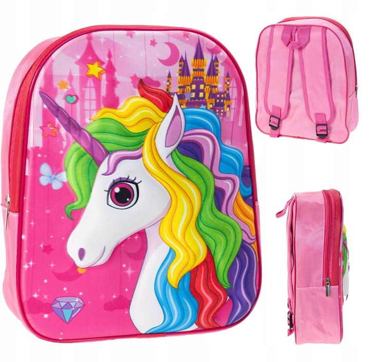 PLECAK SZKOLNY PRZEDSZKOLNY 3D DLA DZIEWCZYNKI TORNISTER JEDNOROŻEC DZIECI