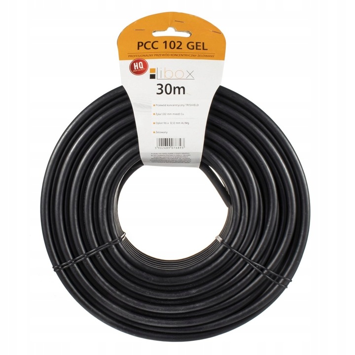 KABEL ANTENOWY KONCENTRYCZNY CZARNY ŻEL Cu PRZEWÓD ZEWNĘTRZNY ZIEMNY 4K 30M