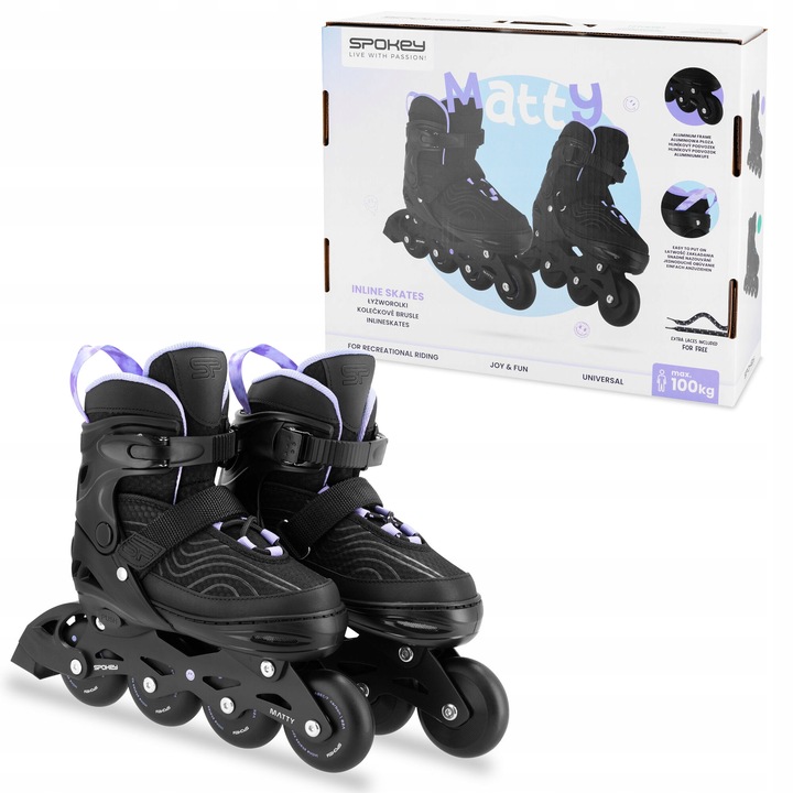 Rolki łyżworolki rekreacyjne dla młodzieży i dorosłych roz.reg.35-38 Spokey