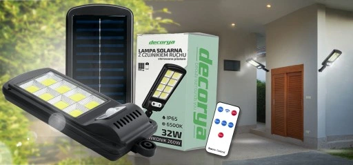 OŚWIETLENIE ZEWNĘTRZNE OGRODOWE MOCNA LAMPA SOLARNA LED ULICZNA COB PILOT