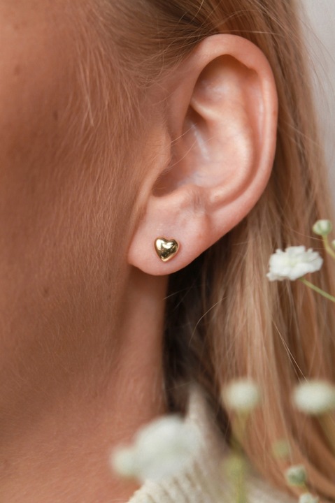 ZŁOTE KLASYCZNE KOLCZYKI WYPUKŁE SERDUSZKA SERCA 8KT 333