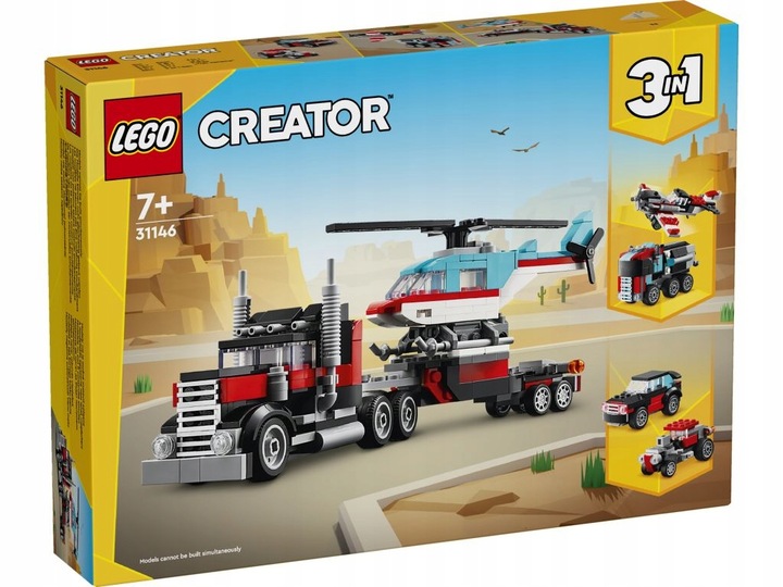 LEGO Creator 31146 Ciężarówka z platformą i helikopter 3w1