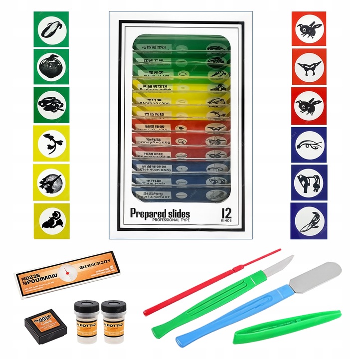 MIKROSKOP DLA DZIECI EDUKACYJNY 1200X +PREPARATY DO MIKROSKOPU ZESTAW 13szt
