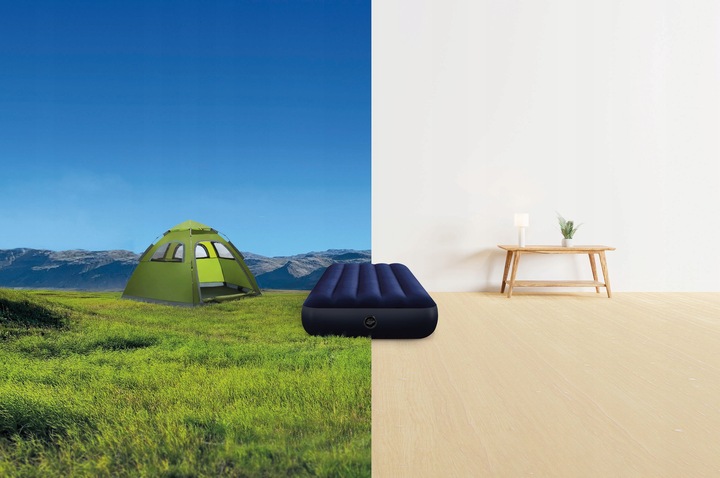 Materac dmuchany welurowy granatowy jednoosobowy łóżko 191x76 INTEX 64756