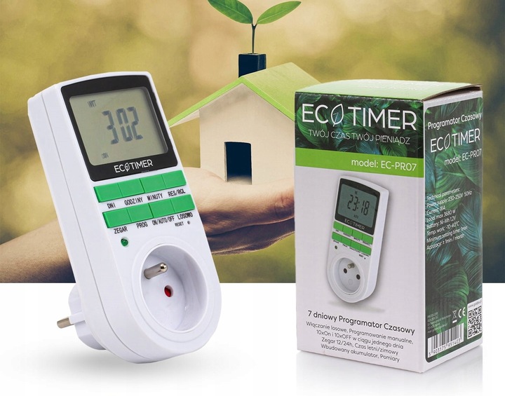 Programator Czasowy Timer Włącznik Prądu Zasilania Tygodniowy Polskie Menu