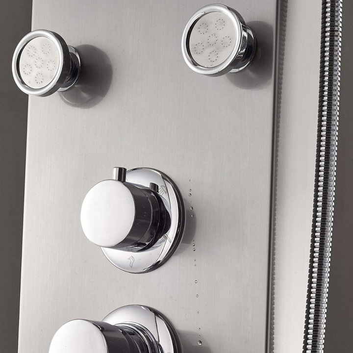 Srebrny panel prysznicowy deszczownica hydromasaż