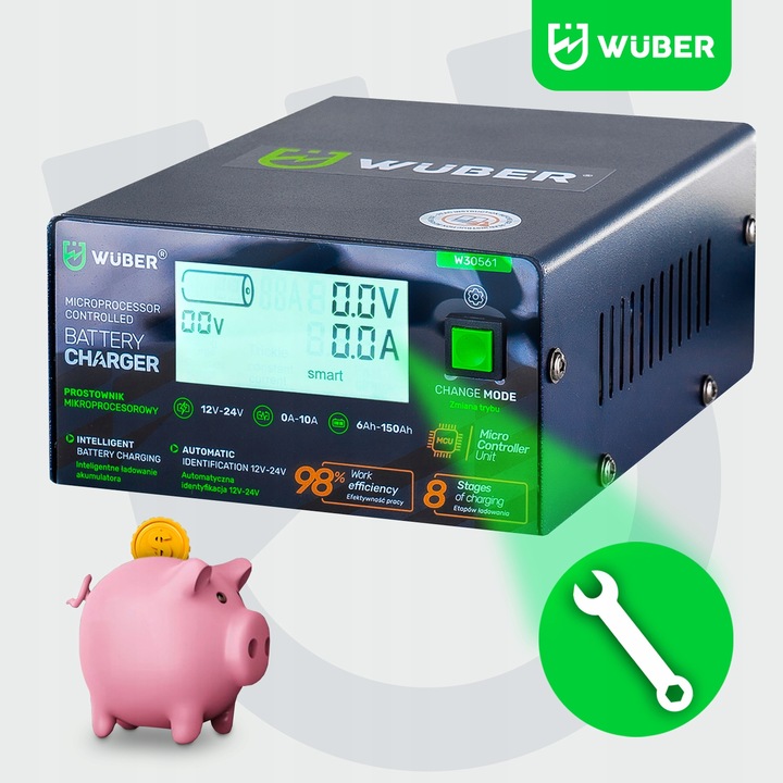 PROSTOWNIK 12V i 24V MIKROPROCESOROWY ŁADOWARKA DO AKUMULATORA NAPRAWA 10A