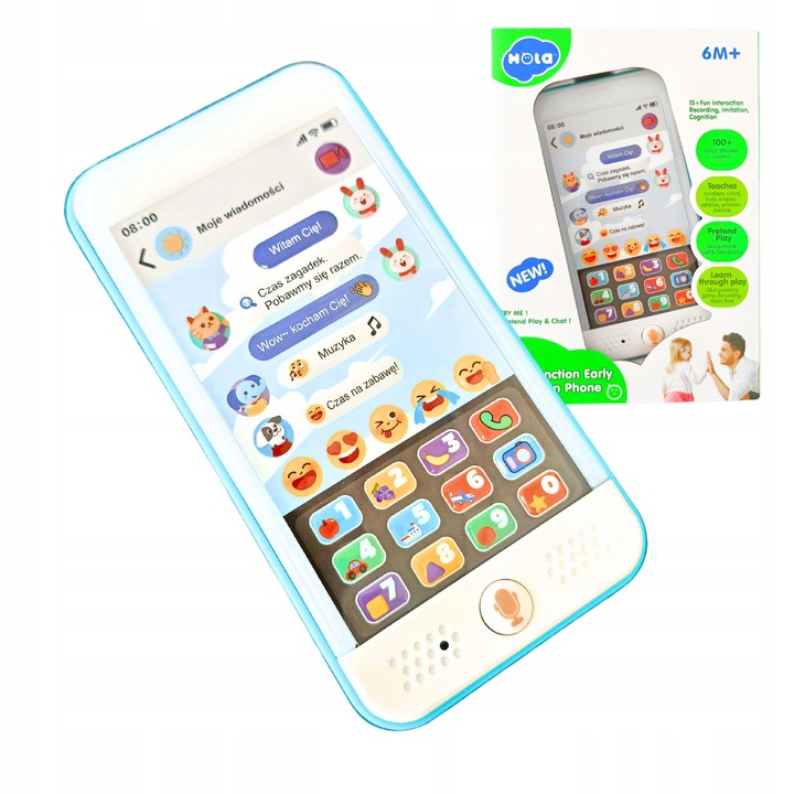Hola Interaktywny telefon dla dzieci smartfon edukacyjny 100 dźwięków gra