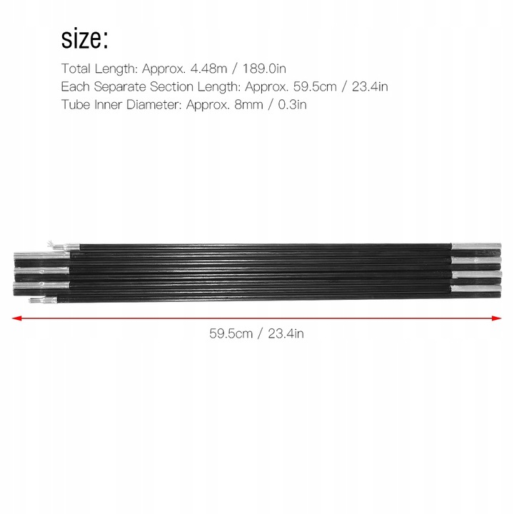 2SZT PAŁĄK STELAŻ NAMIOTU SEGMENT 8PAŁĄKÓW 8MM