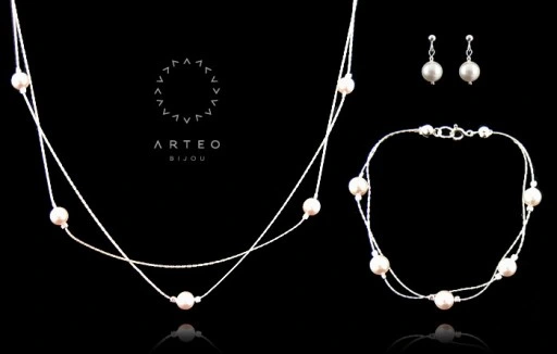 Komplet srebrny z perłami SWAROVSKI 1734