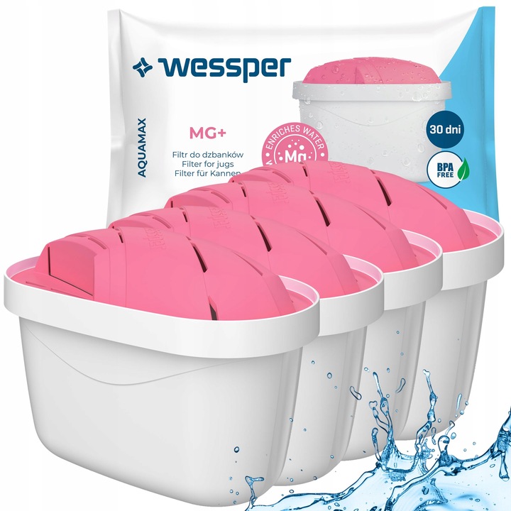 Filtry z magnezem do dzbanek Brita Marella XL - wkłady Wessper MG+ 4 szt.