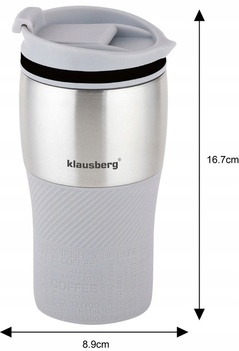Kubek termiczny 320ml KLAUSBERG szary KB-7626
