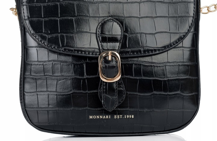 Monnari Torebka Kuferek Listonoszka Czarny Kroko Łódka Czarna PREMIUM