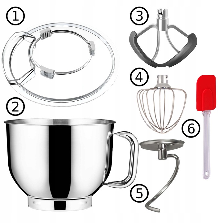 Robot kuchenny mikser planetarny z misą metalowa obudowa 1800W 6,5L LOVIO