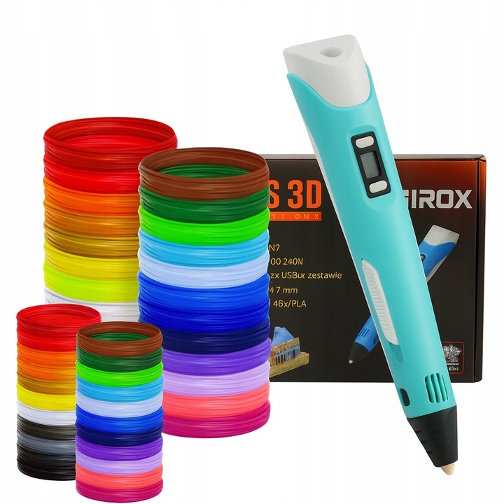 Długopis 3D Drukarka Zestaw + Wkłady 100m PLA Filament 4 KOLORY DO WYBORU