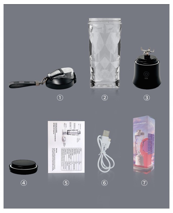 BEZPRZEWODOWY PRZENOŚNY BLENDER TURYSTYCZNY 600ML do Smoothie do Koktajli