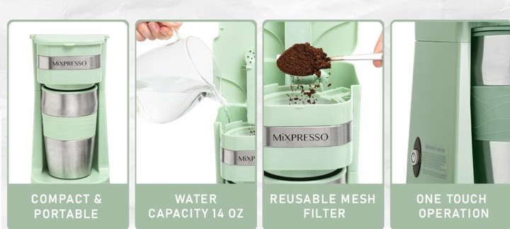 EKSPRES PRZELEWOWY Z KUBKIEM TERMICZNYM CUCINOVA ZIELONY