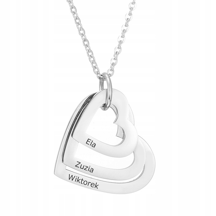 Srebrny NASZYJNIK dla MAMY SERCE imiona dzieci GRAWER dla