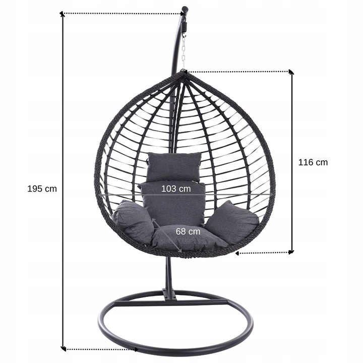 Bujany Kokon Ogrodowy Huśtawka Kosz Fotel Wiszący na Taras Technorattan
