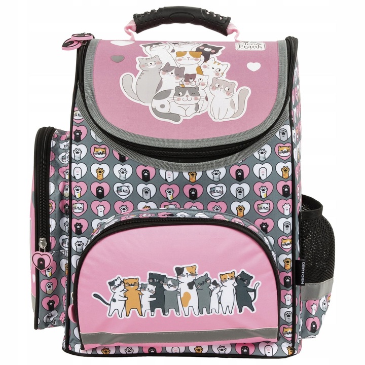 TORNISTER SZKOLNY DO 1 KLASY DLA DZIEWCZYNKI CLEO & FRANK Z KOTKAMI KOTKI