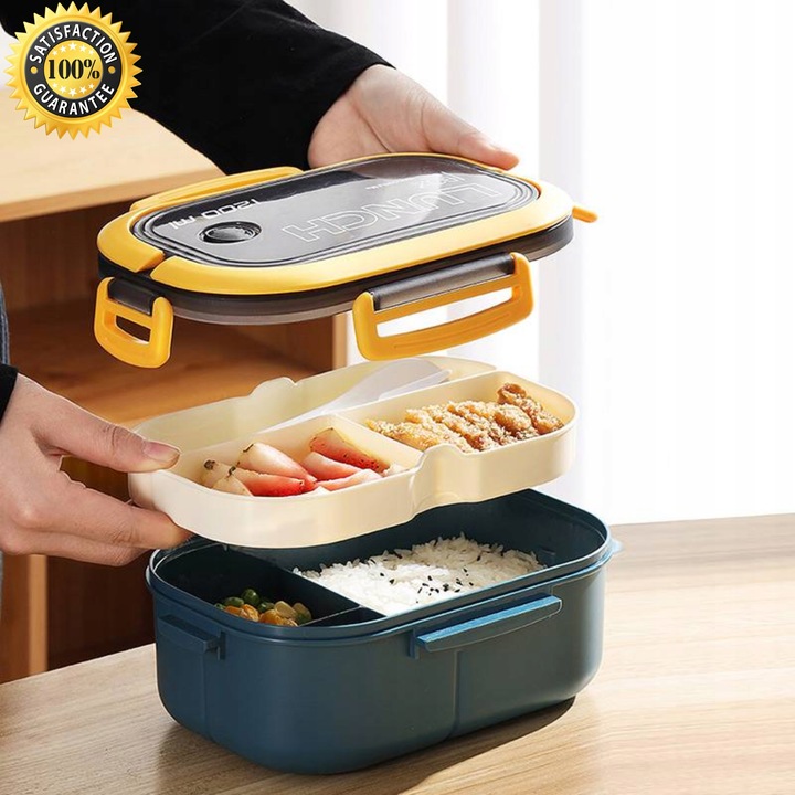 LUNCHBOX LUNCH BOX ŚNIADANIÓWKA POJEMNIK PUDEŁKO BOX Z PRZEGRÓDKAMI 1200ML