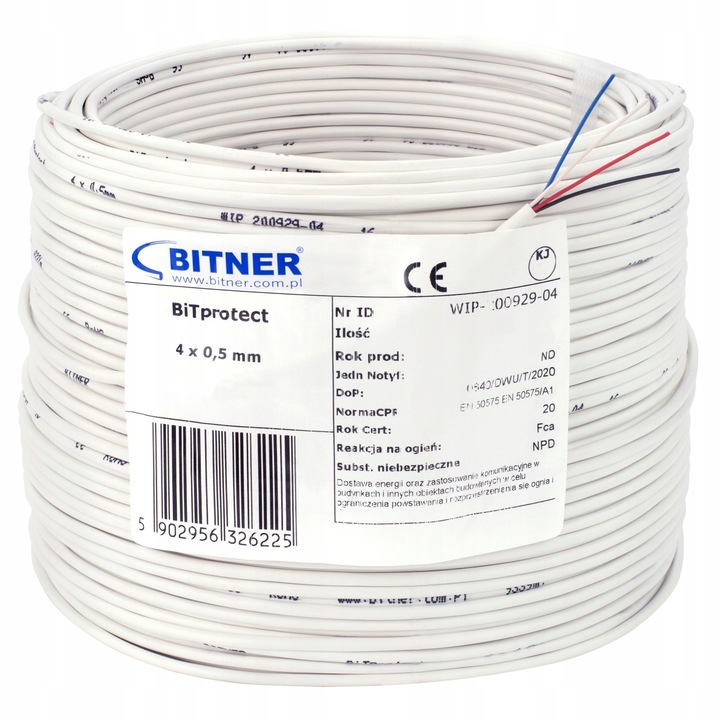 PRZEWÓD KABEL DOMOFON ALARM STEROWANIE YTDY 4 4x0,5 BITNER 100M MIEDŹ DRUT