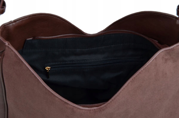 BESTINI torebka damska worek ZAMSZOWY czekolada A4