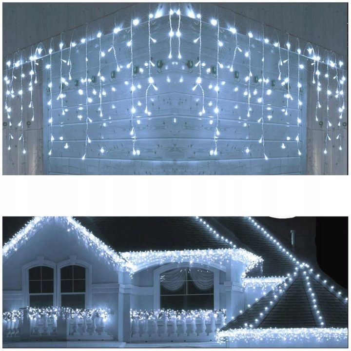 SOPLE 1000 LED kurtyna świetlna BIAŁE ZIMNE 40m GIRLANDA zewnętrzna FLASH