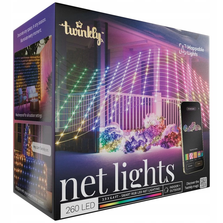 Siatka dekoracyjna Twinkly Net Lights - 260 LED RGB 1.2x1.9 m, IP44