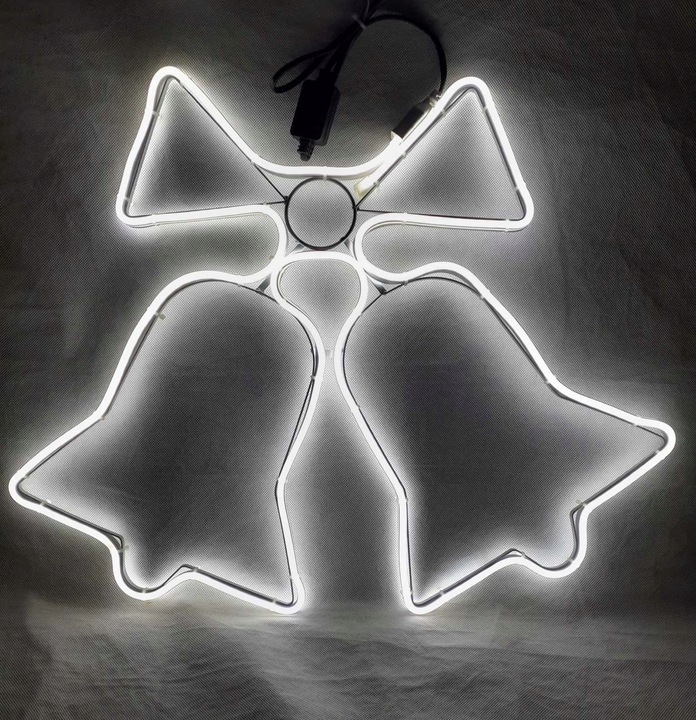 HIT! OZDOBA ŚWIĄTECZNA DZWONKI ZIMNY BIAŁY NEON