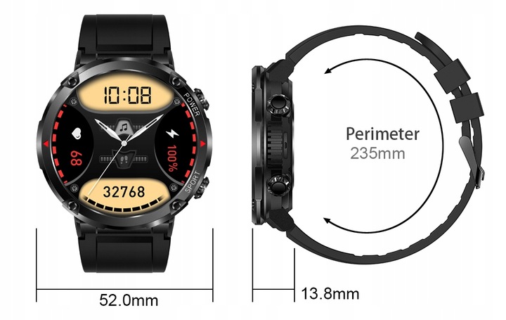 ZEGAREK MĘSKI SMARTWATCH SHD 400px CIŚNIENIOMIERZ PULSOMETR ROZMOWY PL MENU